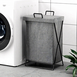 Hua Cheng Laundry Basket Gray Fabric 1 Shelf Durable Storage For Bathroom - Product Image 1