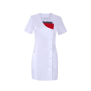 Ensembles de gommage doux et extensible avec bouton latéral Tuniques unies de haute qualité Uniformes d'infirmière de salon médical esthéticienne avec logo personnalisé - Product Image 4