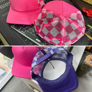 Personalizado bordado Win Logo deportes al aire libre a cuadros 5 paneles Snapback gorras de béisbol Checker espuma malla gorras de camionero - Product Image 4