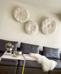 Juego de 3 sombreros de Juju africanos bohemios hechos a mano en blanco/crema/Marfil, decoración de pared, tapices de bambú para decoración del hogar - Product Image 3