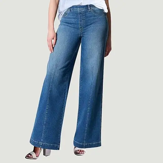 Premium Latest Women's Wide Leg Jeans Collection Trendy Cómodo y elegante Denim para mujer Lavado