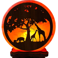 Lampe de sel de l'Himalaya écologique de marque JOBAK, sculptée au laser 3D, style Feng Shui, base en bois, certifiée ISO, vente en gros directe