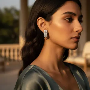 Boucles d'oreilles en cristal, boucles d'oreilles étincelantes en zircon cubique argenté pour femmes - Product Image 1