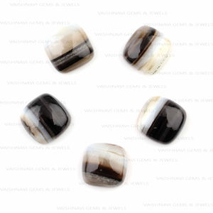 Ágata con bandas negras naturales únicas, cojín de 10mm, cabujón calibrado con parte posterior plana, fabricación de joyas de piedras preciosas sueltas, proveedor mayorista - Product Image 5
