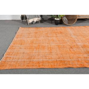 Tapis Turc Vintage Orange Moderne de 5.4x7.7 pieds Rectangle Patchwork Design Laine Viscose Polyester Matériau pour Salon Latex - Product Image 2