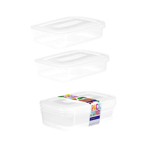 Confezione da 2 contenitori per alimenti in plastica Danube con coperchi rettangolari, 0,85L - Product Image 1