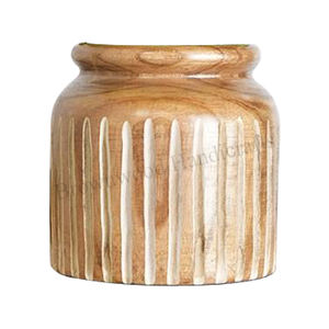Jarrón de madera de mango hecho a mano de diseño de lujo moderno, jarrón de mesa para decoración del hogar para sala de estar a precio competitivo de la India - Product Image 5