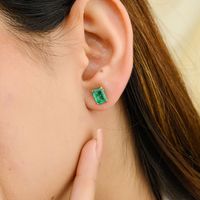 Koleksi mewah terbaru anting-anting kancing berbentuk segi delapan hijau alami 100% buatan tangan dalam 18k perhiasan emas kuning Solid