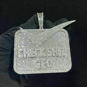 Fábrica de lujo personalizado Moissanite colgante hombres Iced Out VVS Moissanite diamantes cadena cubana 3D nombre personalizado Hip Hop colgante - Product Image 2