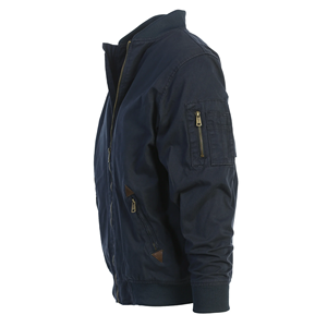 Veste Slim Fit pour hommes 100% coton OEM sur mesure avec logo de couleur bleu profond design solide poches stocks excédentaires Bangladesh - Product Image 2