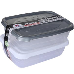 Hình chữ nhật rõ ràng màu sắc dùng một lần thân thiện với môi nhựa hộp đựng thức ăn 1000 + 2000ml công suất có thể tháo rời thiết kế-2 cái Bộ mất - Product Image 2