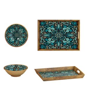 Plateau décoratif en bois et fer Couleur naturelle Plateau de taille moyenne pour mariage et décoration de table Fait à la main - Product Image 5