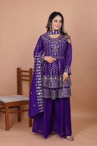 Designer pakistanais indien Georgette Sharara costume dernière Collection prête à l'emploi pour les femmes Heavy Duptta fête ethnique vêtements de mariage - Product Image 2