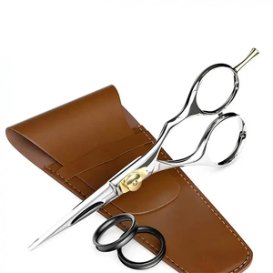 Ciseaux à barbe et à moustache droits en acier inoxydable allemand poli miroir, lames aiguisées, ciseaux de barbier pour l'éclaircissage et le toilettage - Product Image 6