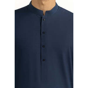 <b>Men's</b> Navy Basic <b>Kurta</b> with Regular Fit 100% Cotton Material Wrinkle Free Eastern Wear Summer - Product Image 1