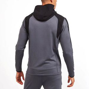 Survêtement pour homme en coton 100% respirant à capuche, style tendance, hiver, décontracté, course à pied, couleur unie, logo personnalisable, polaire réversible - Product Image 3