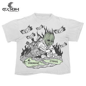 T-shirt personnalisé sérigraphie vierge DTF DTG impression bouffante en détresse chenille appliques broderie Street Wear t-shirt décontracté pour hommes - Product Image 5