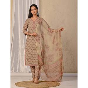 Green Butta <b>Block</b> <b>Printed</b> Cotton Kurta Pant Set Pakistani Ethnic Indian Pakistani Georgette Net Silk Stitched Party Wear - Product Image 4