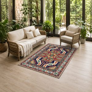 Tapis RUGS DEPOT LXDP-0506 en gros, rouge bordeaux, ethnique, kilim, imprimé numériquement, lavable en machine, chenille, antidérapant - Product Image 6