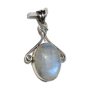 Fabriqué à la main unisexe bohème 925 pendentif en argent Sterling arc-en-ciel pierre de lune en forme de goutte lunette réglage hindouisme inspiré guérison - Product Image 5