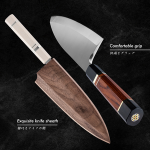 มีดโอเอ็มแบบปรับแต่งได้มีดเชฟแบบญี่ปุ่นมีดสีดำควายฮอร์นและด้ามจับทำจากเหล็กทะเลทราย - Product Image 5