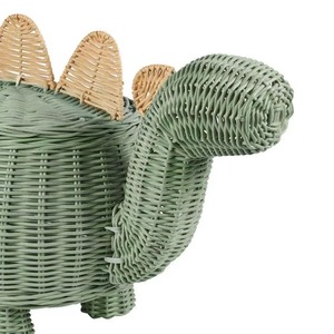 Cesta de Mimbre Natural con Forma de Dinosaurio, Color Verde Tierra y Azul, Linda, Hecha a Mano, Ecológica, Multifuncional, Moderna, Fabricada en Hanói, Marca Artex - Product Image 5