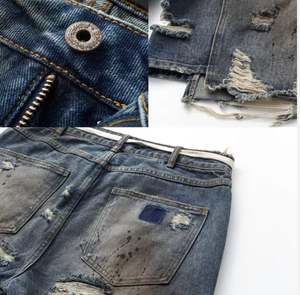 Shorts longs amples pour hommes, style cargo en denim déchiré, vintage, délavé, tendance streetwear, pantalon d'été - Product Image 5