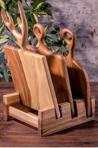 Planche à découper rectangulaire élégante en bois d'acacia rustique avec poignée, écologique, vaisselle de cuisine, passe au lave-vaisselle, durable, multifonction - Product Image 4