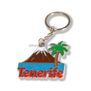 Porte-clés personnalisé en vrac Espagne Tenerife Monuments Porte-clés Île Teide <span class=keywords><strong>Volcan</strong></span> Palmier Tenerife Porte-clés Souvenir pour la boutique de cadeaux touristiques - Product Image 1