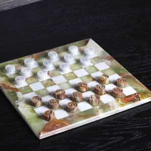 Juego de Damas de Ónix Verde, Hecho a Mano, con Tablero de Mármol y Estuche de Almacenamiento, 12 Pulgadas, Regalo de Lujo para Decoración del Hogar, Edición de Colección - Product Image 3