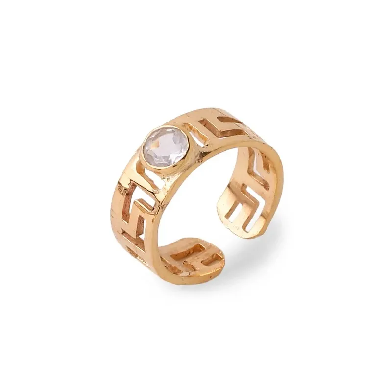 Gemstone Gold Plated Rings Fashionable Handmade Crystal Quartz Rings