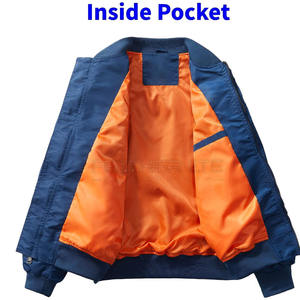 2024 nouvelle mode hommes Bomber veste couleur unie coupe-vent col montant décontracté haute rue Style pour l'hiver - Product Image 3