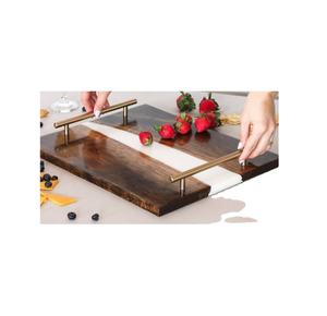 Bandeja de servicio de alta calidad para vajilla de Hotel y hogar, bandeja de servicio de madera y resina de diseño elegante para el hogar, fabricante hecho a mano - Product Image 1