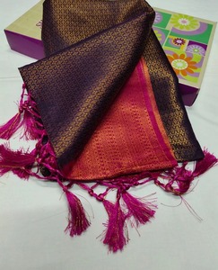 Sari en soie original Minakari avec bordure lourde en zari et travail de tissage lourd pour les femmes, fête, festival, vêtements indiens et pakistanais - Product Image 4