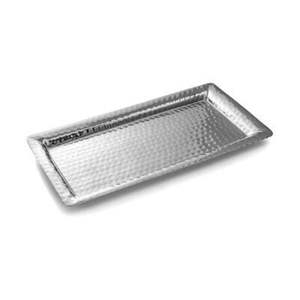 Plateau à apéritif en métal martelé décoratif moderne, plateau de service en argent de luxe, plateau rectangulaire décoratif pour table basse - Product Image 1