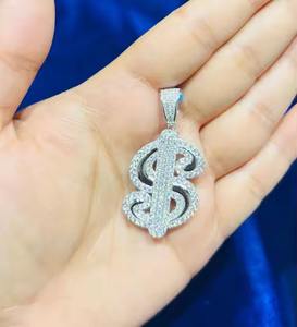 Pendentif fantaisie en argent 925 à la mode avec placage à l'or rose haute sur demande bijoux fins avec diamant style Hip Hop d'Inde - Product Image 1