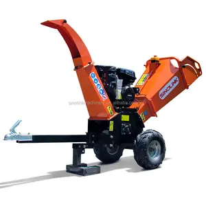 gas powered engine forestry machinery electric start mobile drum ATV wood shredder