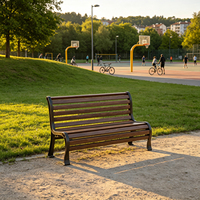 Banc de jardin moderne en fonte avec assise et dossier en bois massif, écologique et durable, pour espaces publics, écoles, hôtels
