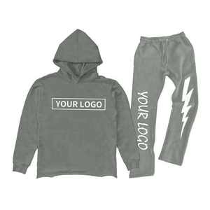 Chándales Moda Us Size Stone Wash Stacked Flared Sweatsuits Ropa Low Moq Logotipo personalizado Casual Flare Chándales para hombres - Product Image 6