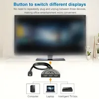 Conmutador Divisor HDTV 3 en 1 4K*2K de 3 Puertos con Cables Pigtail para Proyector, Computadora y Cine en Casa (Carcasa de PVC)
