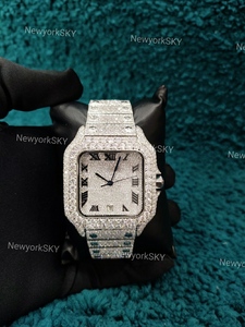 Montres Moissanite en verre à cadran carré moderne de luxe avec bracelet en acier inoxydable de haute qualité du fournisseur indien - Product Image 2