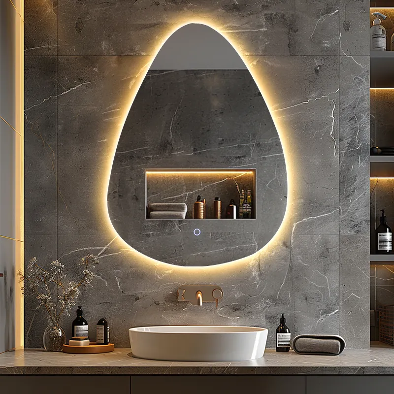 Bon prix d'usine Miroir de maquillage led intelligent rétroéclairé suspendu au mur pour salle de bain avec lumières