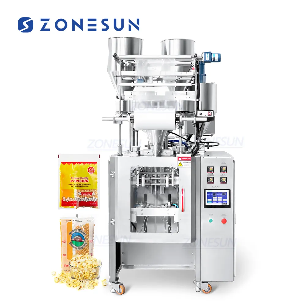ZONESUN ZS-FS01 automatique tout en un Popcorn Pack Granule et pâte Sachet VFFS Machine à emballer remplissage équipement d'étanchéité