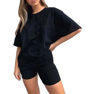 Ensemble 2 pièces décontracté pour femme en coton respirant et léger, avec impression de logo personnalisée, écologique, couleur unie - Product Image 1