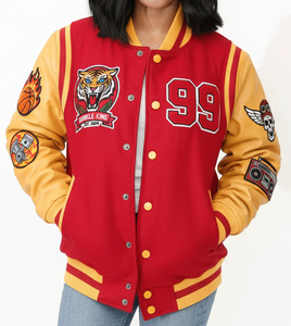 Chaqueta Universitaria de Béisbol con Logotipo Personalizado del Fabricante OEM, Chaqueta Varsity con Mangas de Cuero para Hombre, Bordado de Alta Calidad - Product Image 1