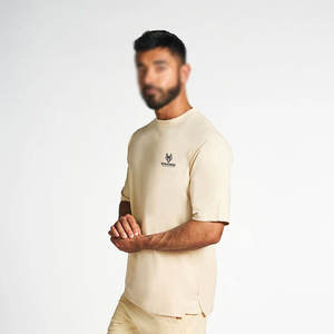 T-shirt à épaules tombantes en coton 100% pour homme coupe moderne avec manches larges et tissu épais lourd - Product Image 5