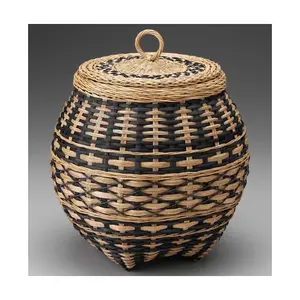 2025 Stylish Look Rattan Bamboo <b>Basket</b> <b>With</b> <b>Lid</b> Premium Quality Home Decorative Storage <b>Basket</b> for Multipurpose Use - Product Image 1
