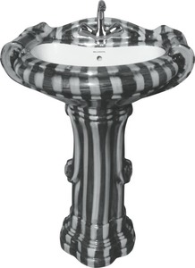 Lavabo sur pied en céramique noire indienne de haute qualité motif zèbre Altis ensemble mural Lavabo évier pas cher prix conception - Product Image 5