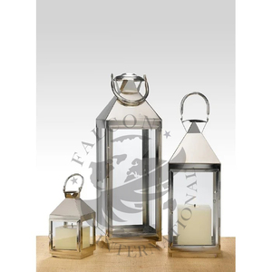 Lanterne métallique de Noël moderne pour décoration de la maison Poignée en cuir noir Bougeoir à pilier Cage haute Design en fer - Product Image 5