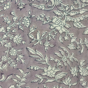 Tissu en coton imprimé à la main, motif floral Jaal mauve poussiéreux avec des motifs de vignes vintage - Product Image 2